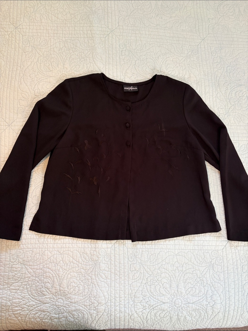 Vintage Positive Attitude Embroidered Blouse